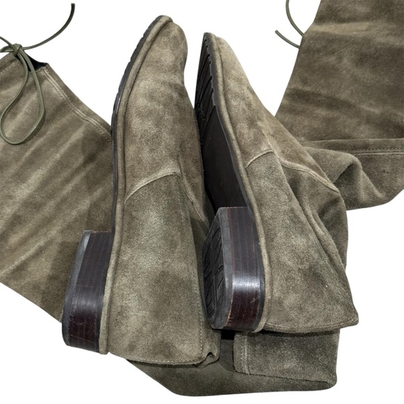 Stuart Weitzman Lowland Olive Green Suede Over the Knee Flat Boots Size 7.5 - Picture 7 of 9